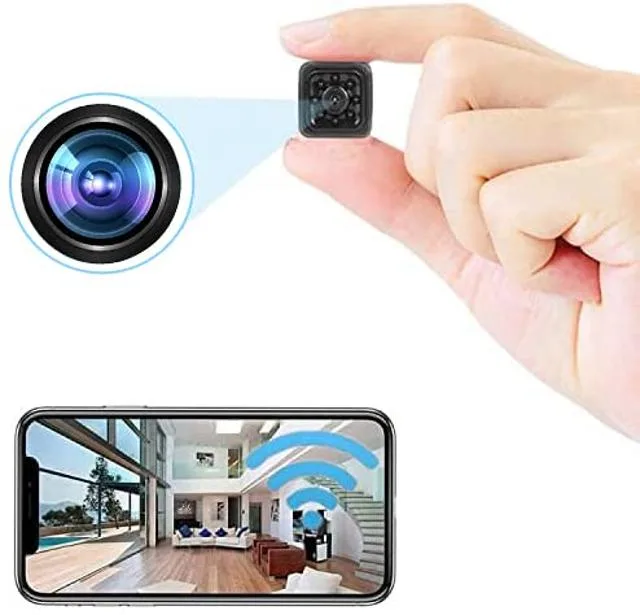 Small 23mm cube wireless security camera with matte finish and front lens