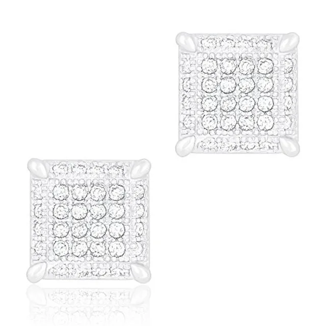 ORROUS &amp; CO ORROUS &amp; CO 18k White Gold Plated Cubic Zirconia Ice Cube Dice Shape Stud Earrings — product photo