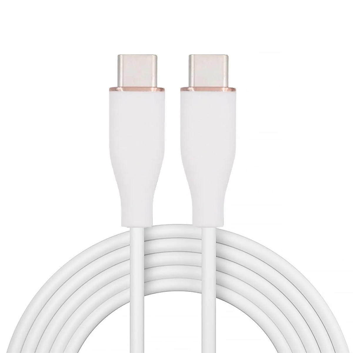 White USB-C to USB-C cable, ultra-soft finish, two metres long