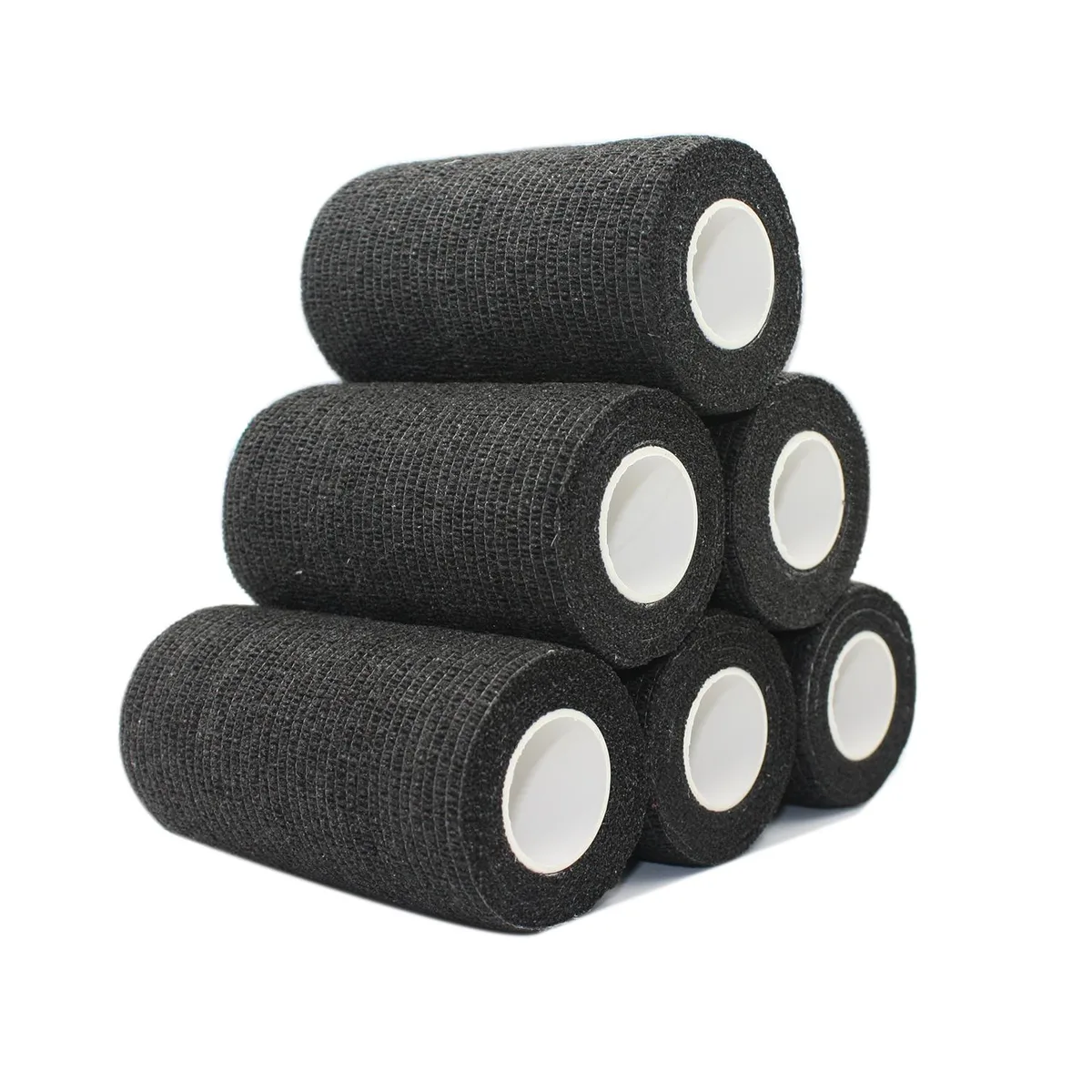 COMOmed COMOmed Self-Adherent Cohesive Bandage Latex Black 6 Rolls 4"x5 Yards First Aid — product photo