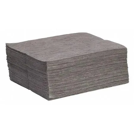 Stack of 100 gray perforated sorbent pads 15 by 19 inches