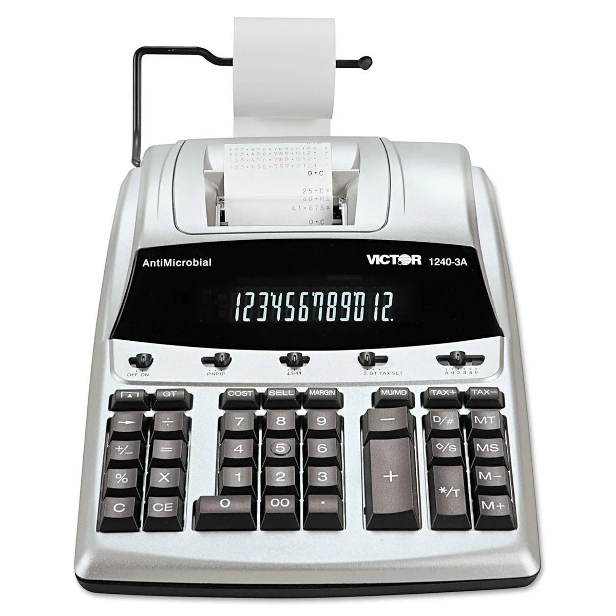 Victor Victor 1240-3A Antimicrobial Printing Calculator 12-Digit 4.5 Lines/Sec Silver — product photo
