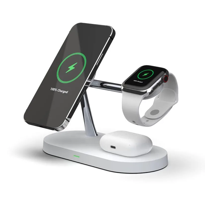 Gemdeck Gemdeck 3-in-1 Magnetic Charger Stand White iPhone 12/13/14 — product photo