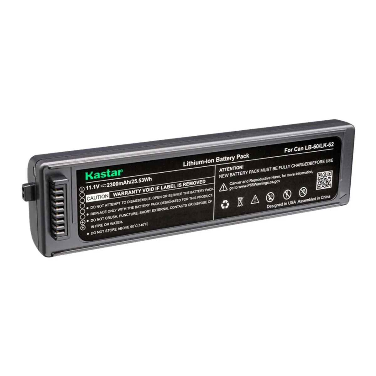 Kastar Kastar LB-60 LK-62 camera battery 1-pack 11.1V 2300mAh 25.35Wh — product photo