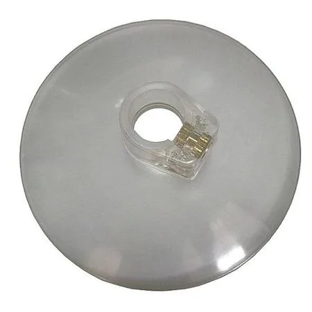 Clear plastic chip shield four inch diameter with five eighths inch hole