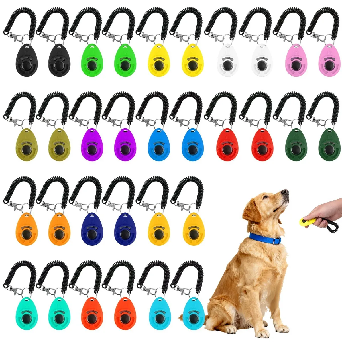  UCEHIPAW 32 Pcs Dog Training Clicker Wrist Strap Multicolor 16 Colors — product photo