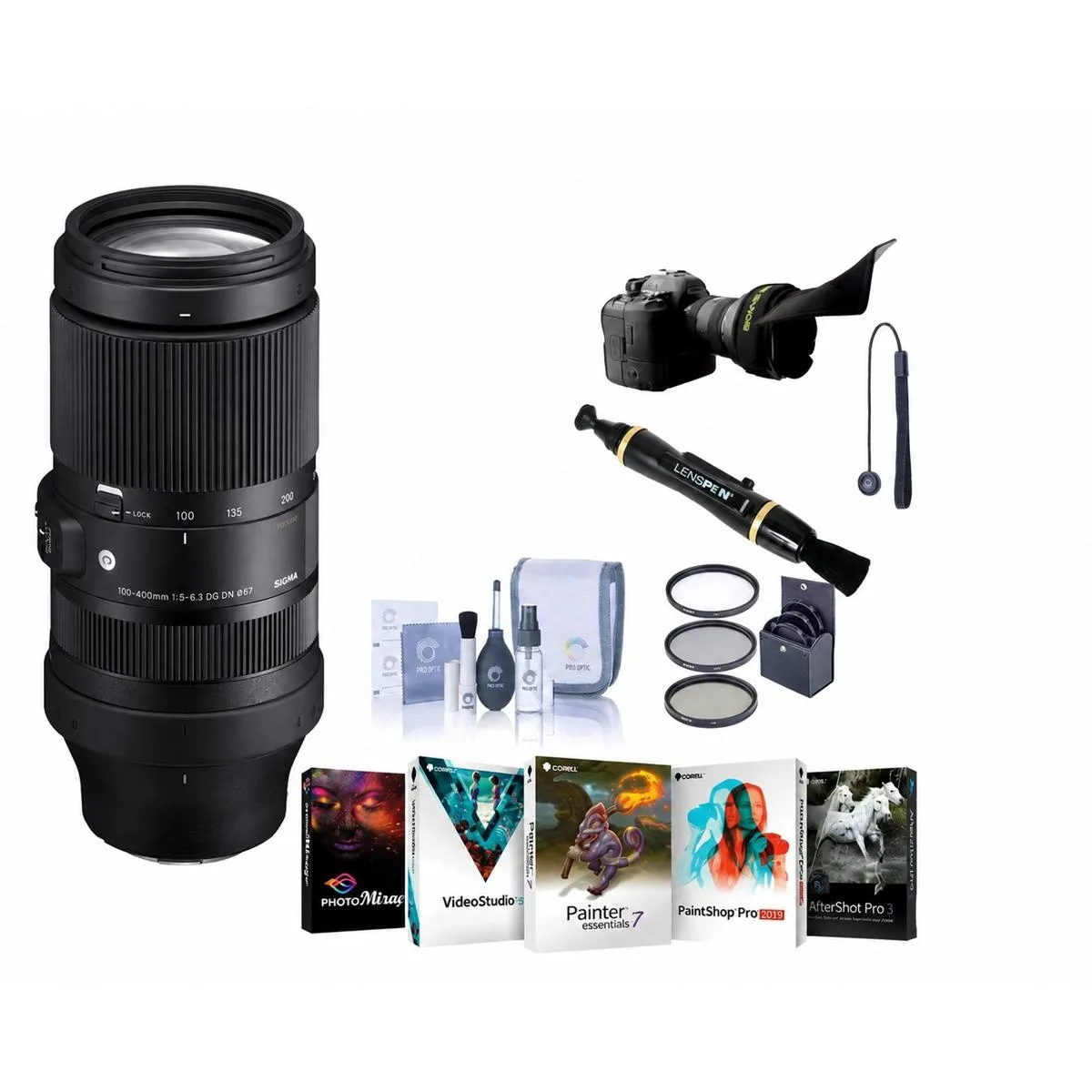 SIGMA SIGMA 100-400mm f/5-6.3 DG DN OS Contemporary Lens for Sony E with 67mm Filter Kit — product photo