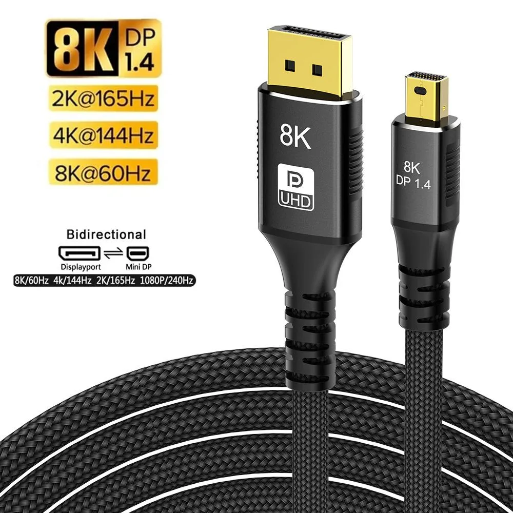 AUBEAMTO AUBEAMTO TJ-TDP10 Mini DP to DisplayPort 1.4 Cable 8K@60Hz 4K@144Hz 2K@240Hz 1m — product photo