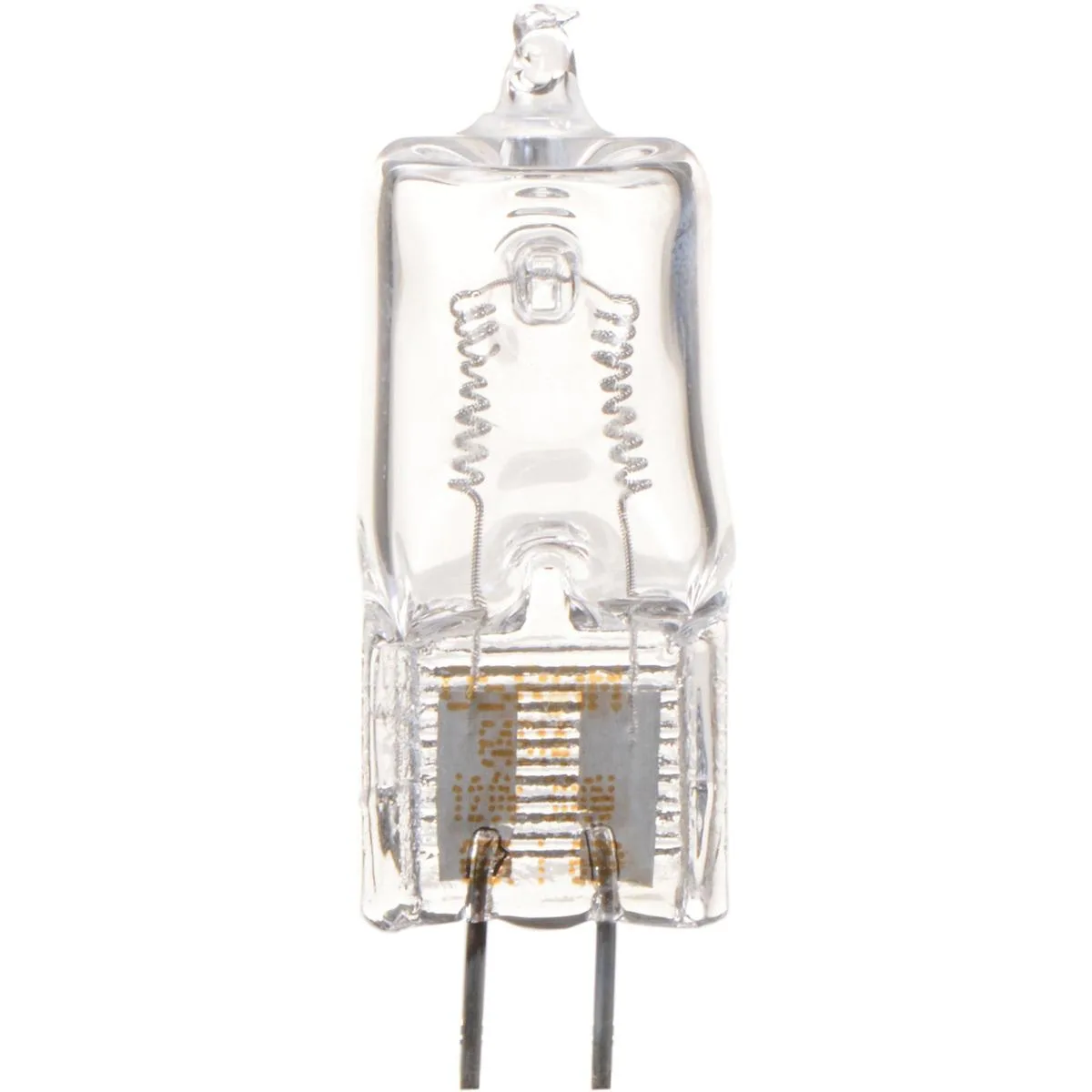 Clear glass halogen capsule with G6.35 bi-pin base