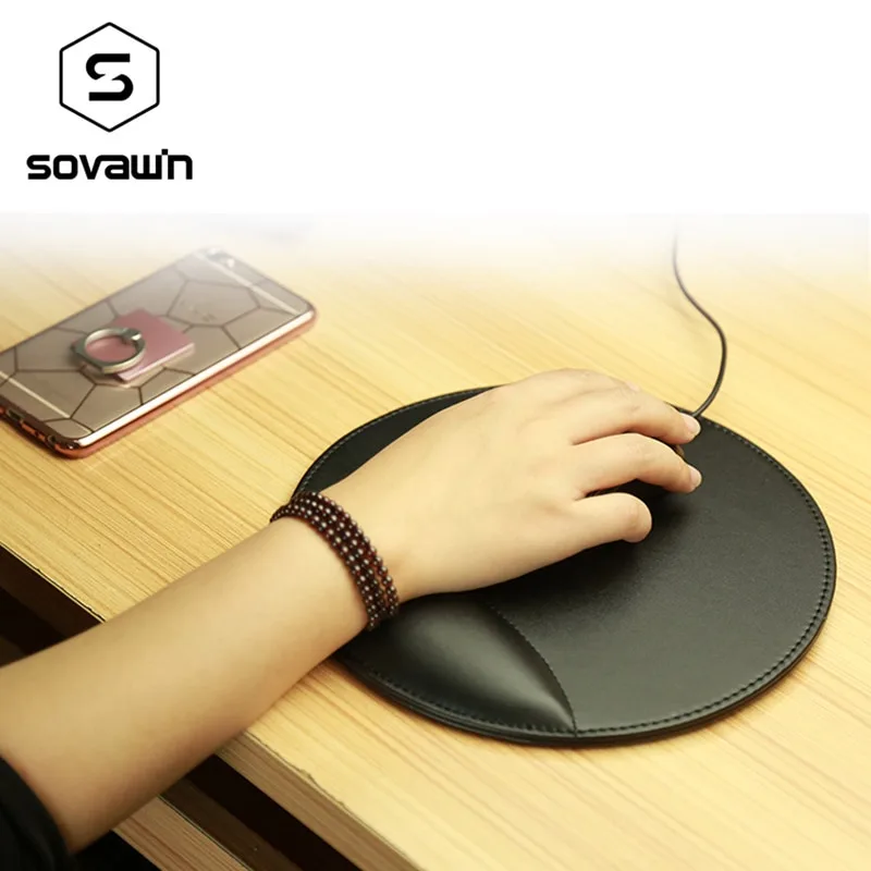 SOVAWIN SOVAWIN Business 3D Leather Mouse Pad with Wrist Rest 21.5 cm Black — product photo