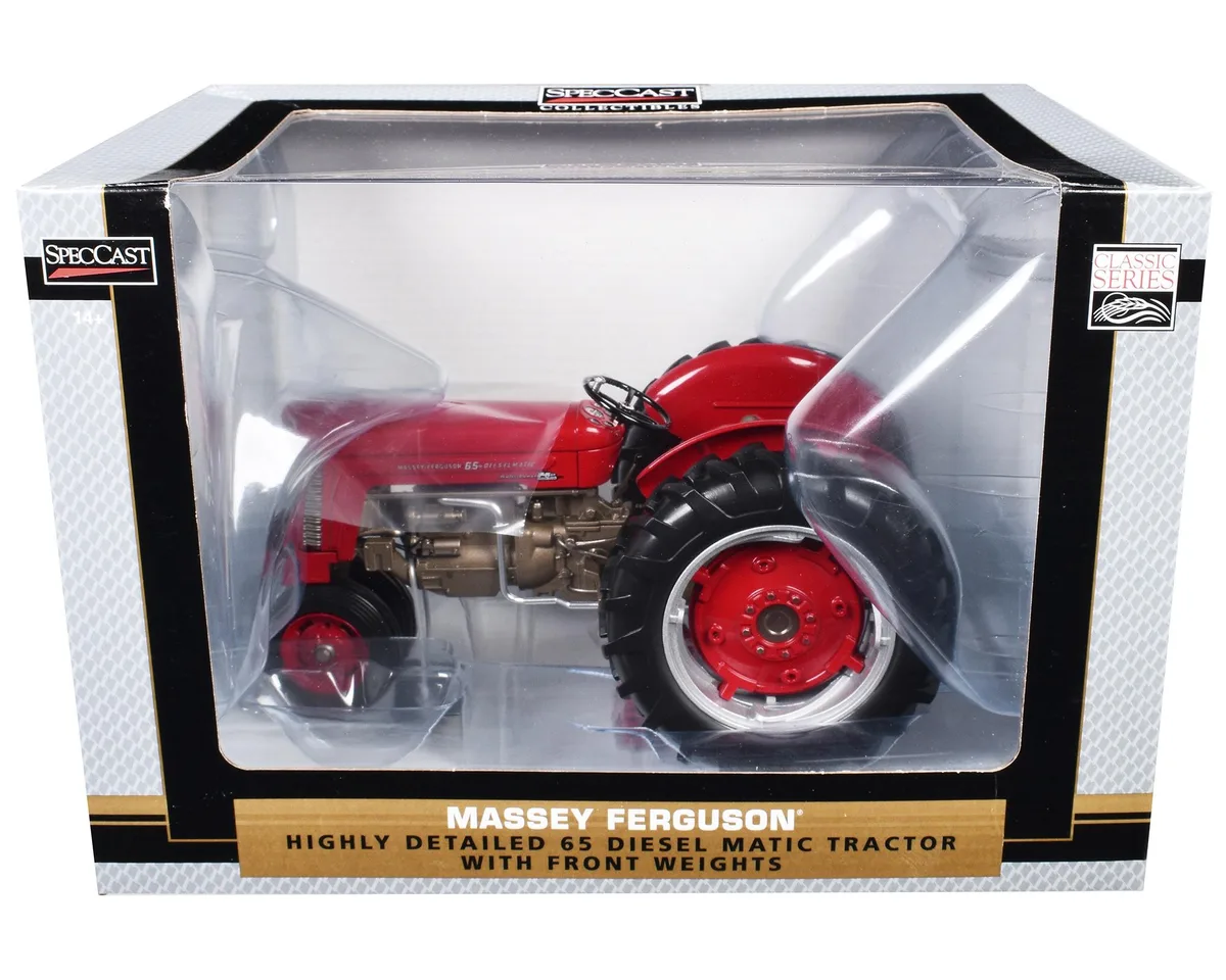 SpecCast Collectibles SpecCast Collectibles Massey Ferguson 65 DieselMatic 1/16 Narrow Front Tractor Red Bronze Front Weights — product photo