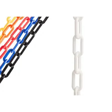 White plastic safety chain, 2 inch links, matte finish