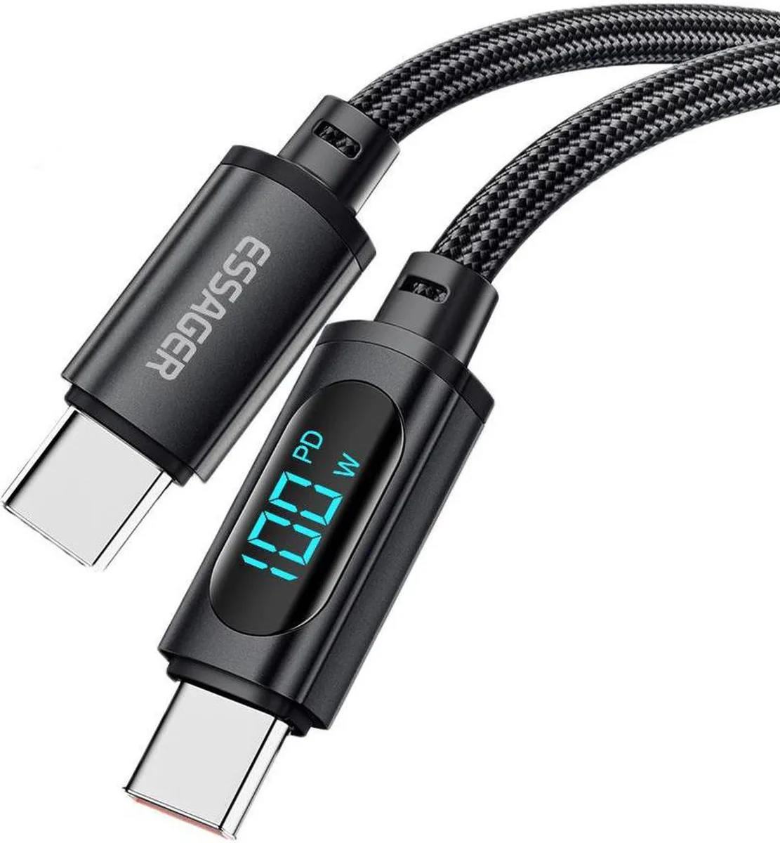 SMUGDESK SMUGDESK 100W USB C to USB C Cable with LED Display (Black, 2-Pack, 3.3ft) — product photo