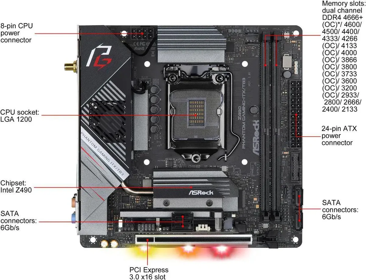 ASRock ASRock Z490 Phantom Gaming-ITX/TB3 Intel motherboard — product photo