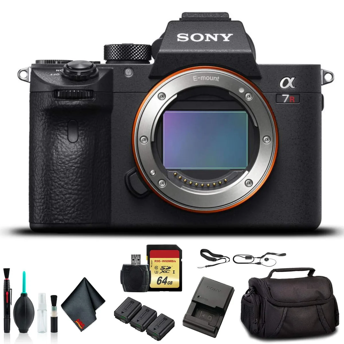 Sony Sony Alpha a7R III Mirrorless Camera Kit 42.4MP 10fps 4K 64GB Soft Bag Extra Battery — product photo