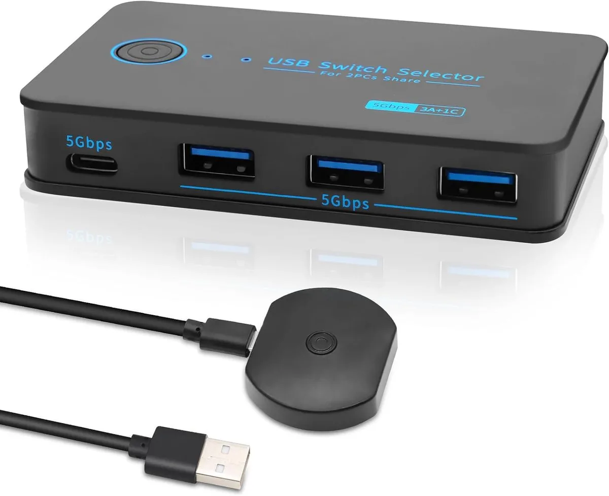 Hitoor Hitoor USB 3.0 KVM Switch 2 In 4 Out 1 USB C 3 USB A — product photo
