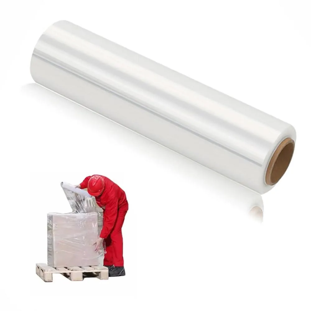 Clear plastic stretch wrap roll 11.8 inches wide 500 feet long
