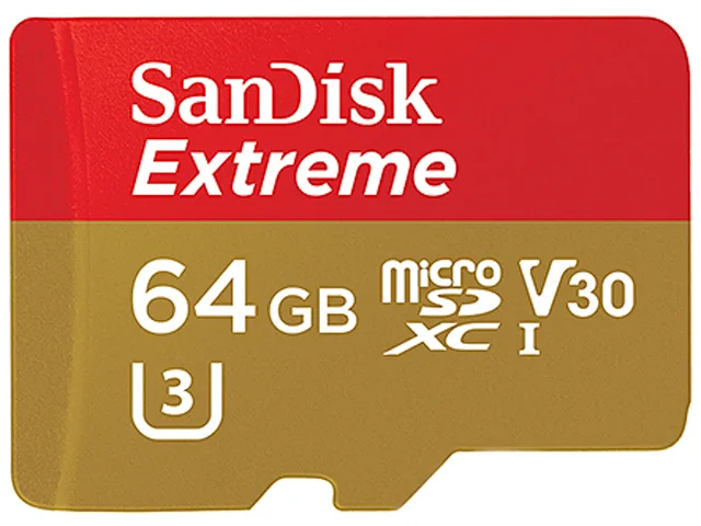 SanDisk SanDisk Extreme microSDXC 64GB UHS-I U3 V30 100MB/s memory card SDSQXVF-064G-GN6MA — product photo