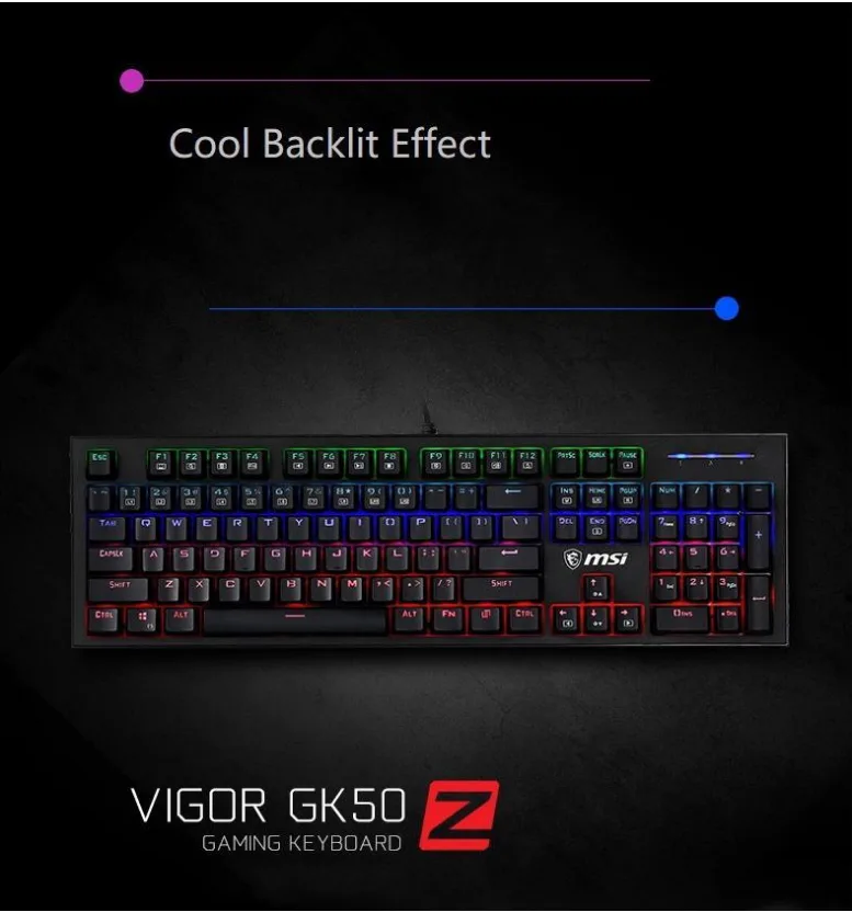 MSI MSI GK50Z Blue Switch Mechanical Gaming Keyboard — product photo