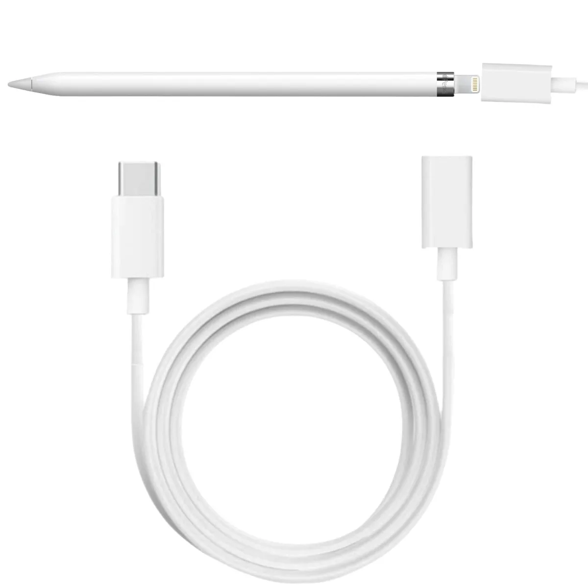 White 3.3FT USB-C to Lightning female adapter cable