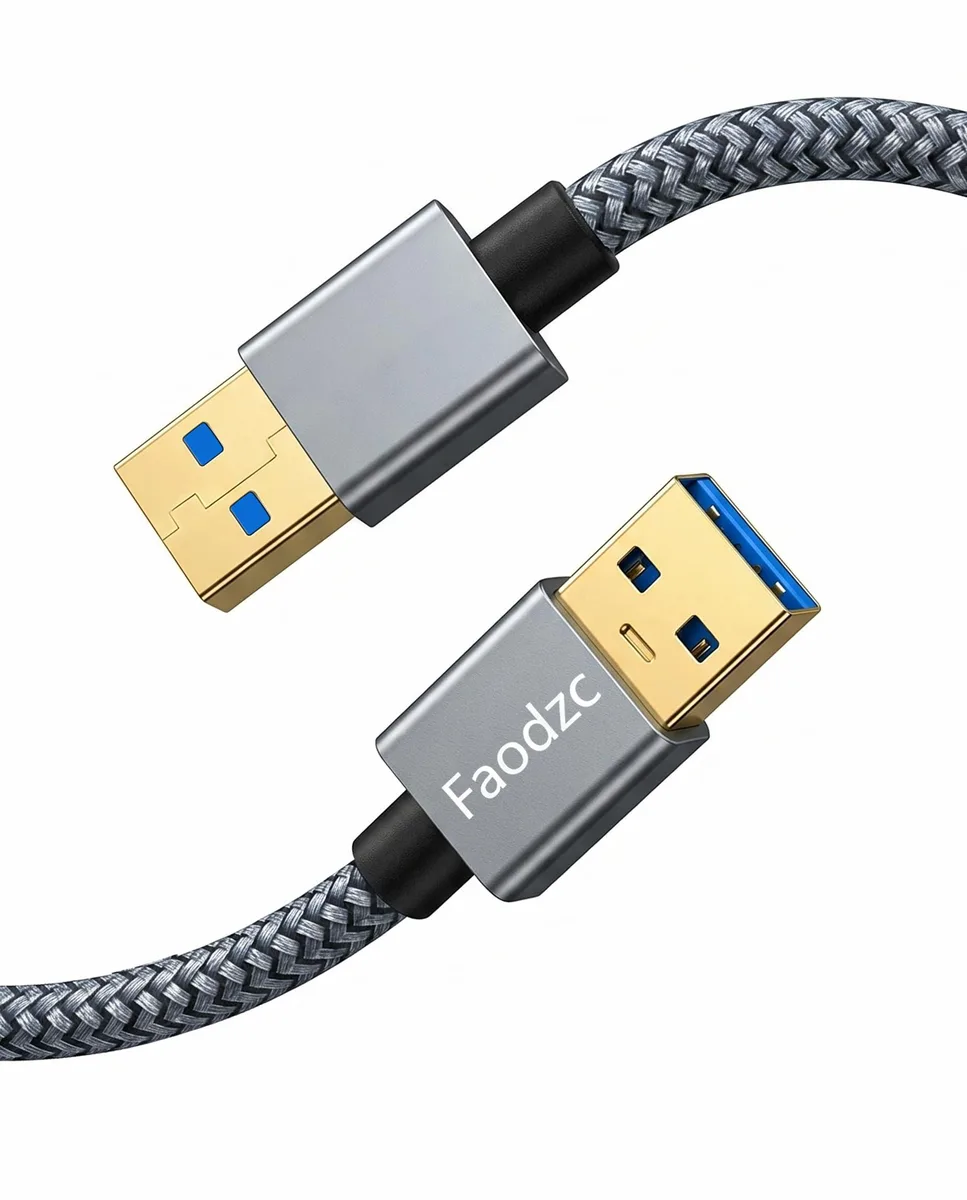 No Sew No Sew USB 3.0 A Male to A Male Cable 1ft Blue Braided 5Gbps — product photo