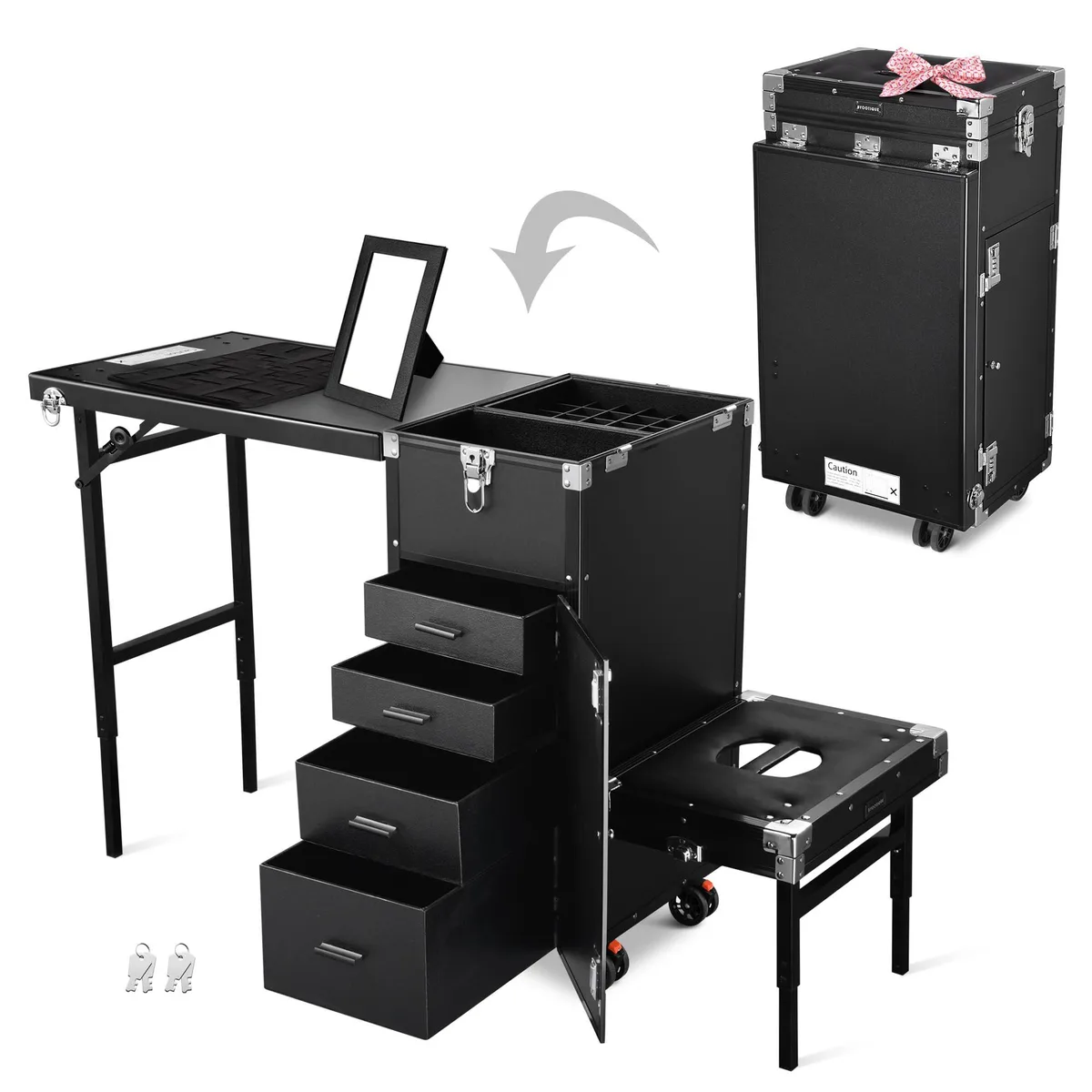 Byootique Byootique 12MKC027-MJTHF-06 rolling luggage black with stool — product photo