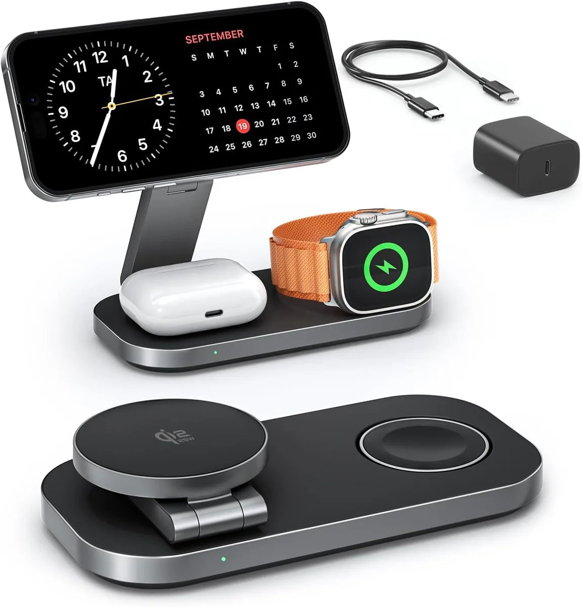 Luisport Luisport 3-in-1 Qi2 25W Magnetic Foldable Charger — product photo