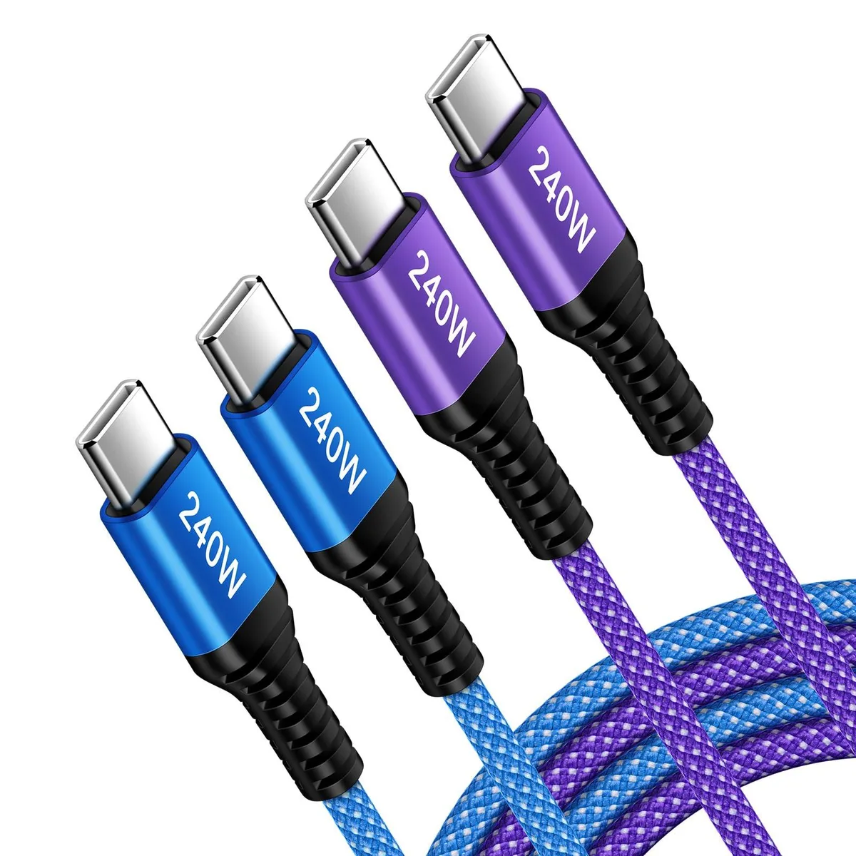 Sidpro Samsung Gala 240W USB-C to USB-C Cable 2-Pack 6ft Blue Purple — product photo
