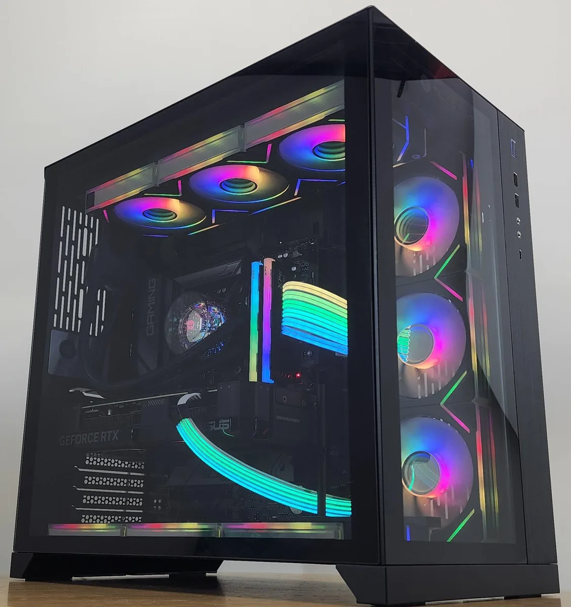 Custom Custom Ryzen 7 7700X 32GB DDR5 1TB NVME RTX 4070 360mm AIO Lian Li O11 Gaming PC — product photo