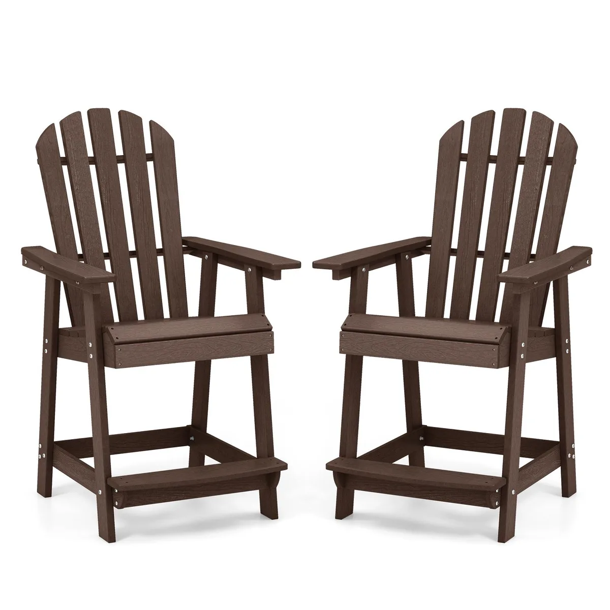 SlickBlue SlickBlue HDPE Patio Chair with Armrest and Footrest Brown — product photo