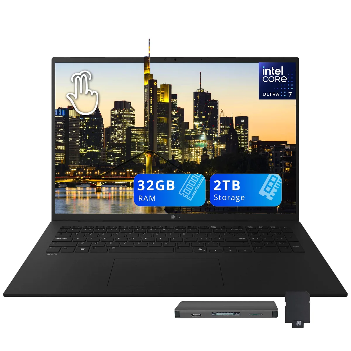 LG Electronics LG Gram 17 Touchscreen Business Laptop Ultra 7 258V 32GB 1TB Black — product photo