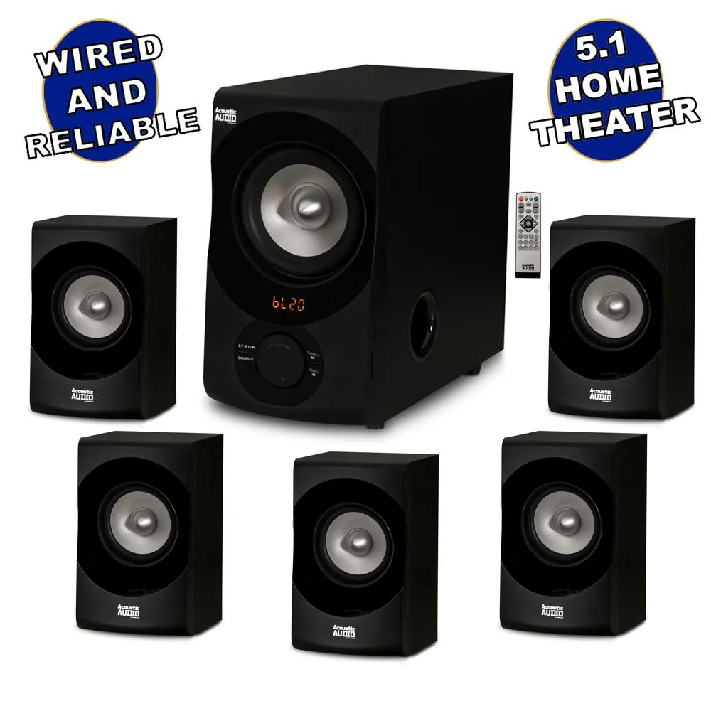 Acoustic Audio Acoustic Audio AA5171 5.1 Bluetooth Home Audio Speaker System (6 Speakers, 700W, Black) — product photo