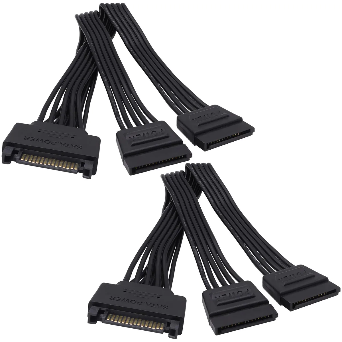 Vszerda Vszerda SATA Power Y Splitter Cable 15 Pin Male to Dual Female 20cm 2pcs — product photo