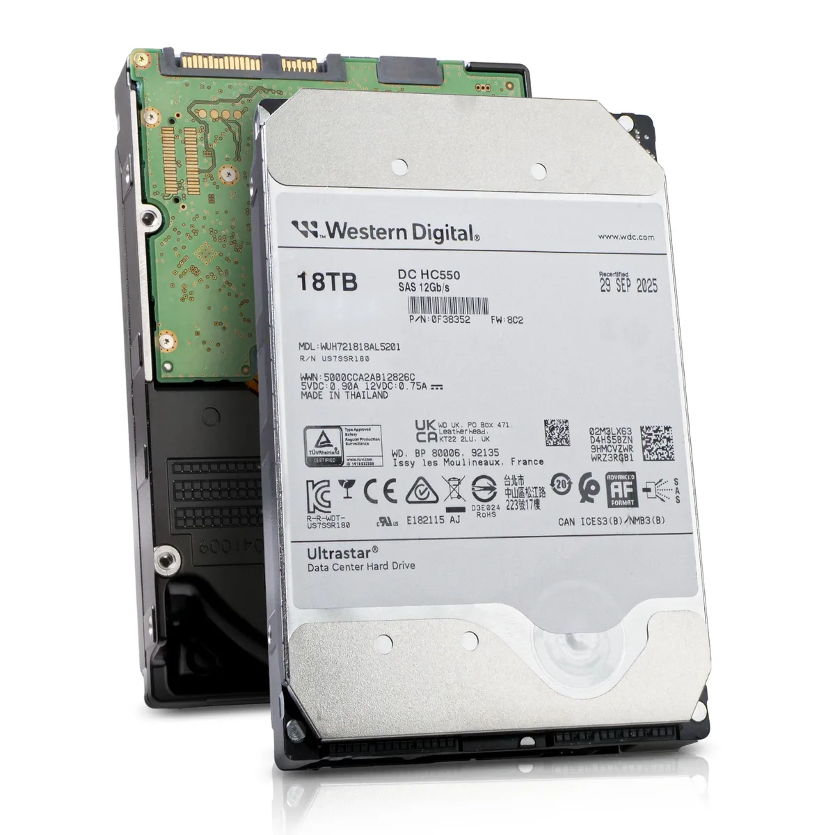 Western Digital Western Digital Ultrastar DC HC550 18TB SAS 12Gb/s 7200RPM 3.5" internal hard drive — product photo