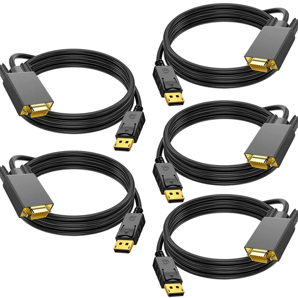 Vszerda Vszerda DisplayPort to VGA cable 6 ft 1080p 60 Hz 5 pack — product photo