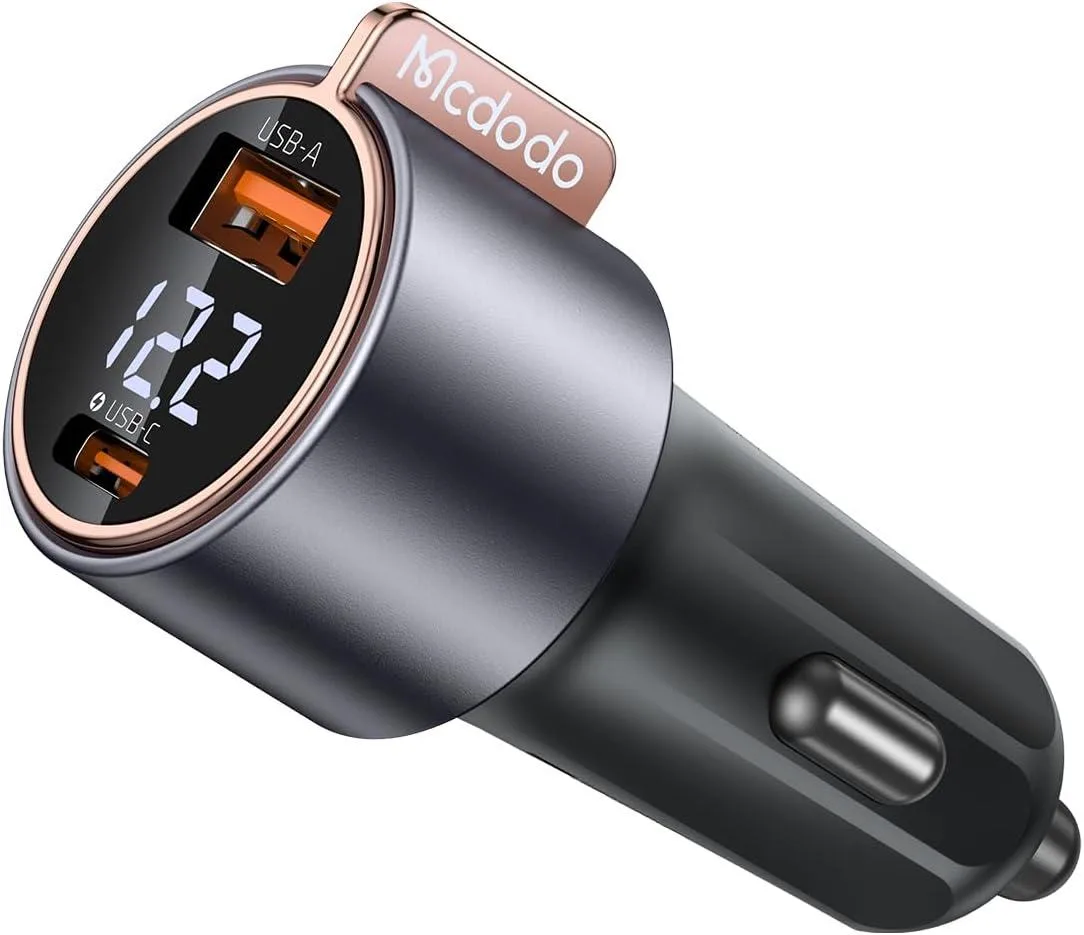 BeautiFeel BeautiFeel 75W Car Charger USB-C PD 45W USB-A 30W 12V-24V Digital Display — product photo