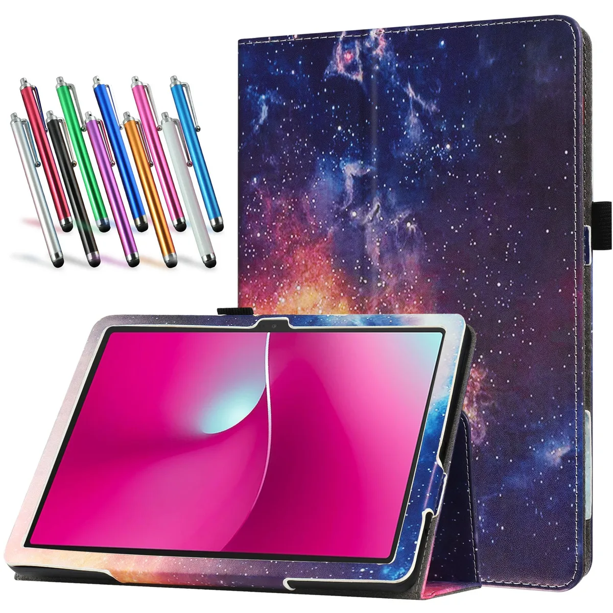 anicestore anicestore Case for T-Mobile REVVL Tab 2 5G 10.1 2025 Black Star Galaxy Folio + Stylus — product photo