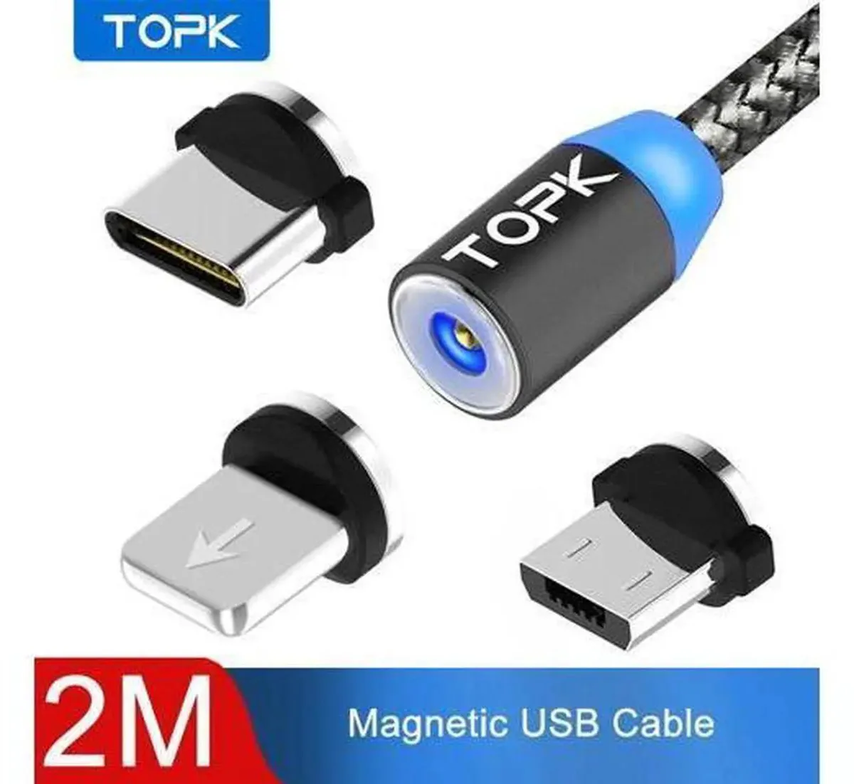 SMUGDESK SMUGDESK AM17 2M LED Magnetic Braided 3-in-1 Phone Cable — product photo