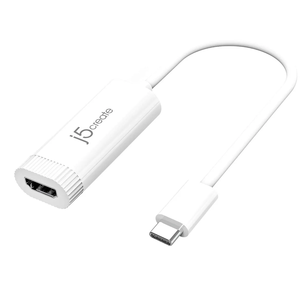Compact USB-C to HDMI adapter with short cable and aluminium housing