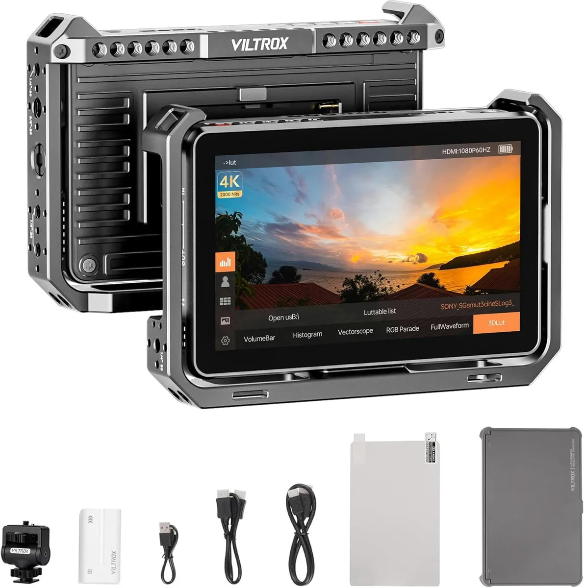 BFKK BFKK DC-X2 6'' Touchscreen Camera Monitor with Rig Cage 2000 nits Black — product photo