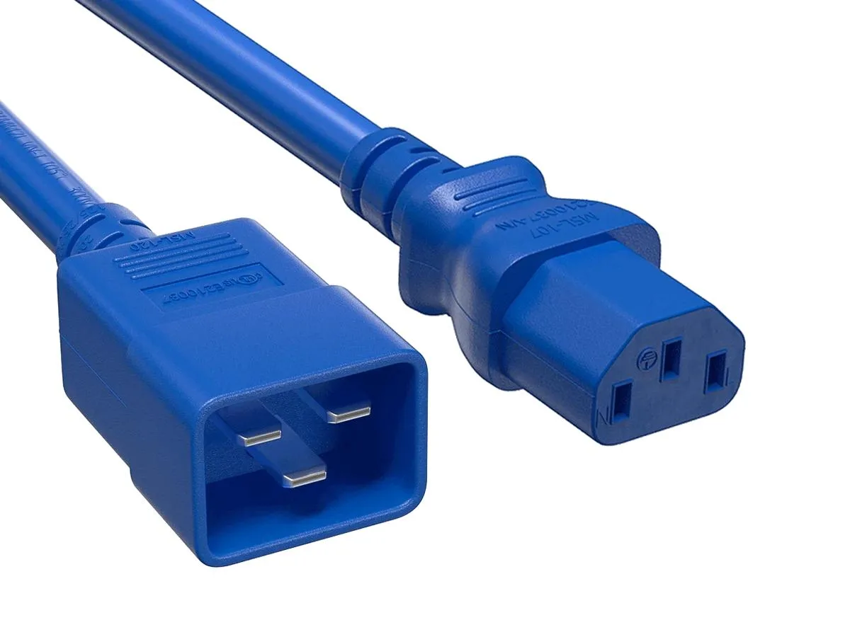 Cable Leader Cable Leader 4 ft IEC C20 to C13 Heavy Duty Power Extension Cord 14 AWG 15A 250V Blue — product photo