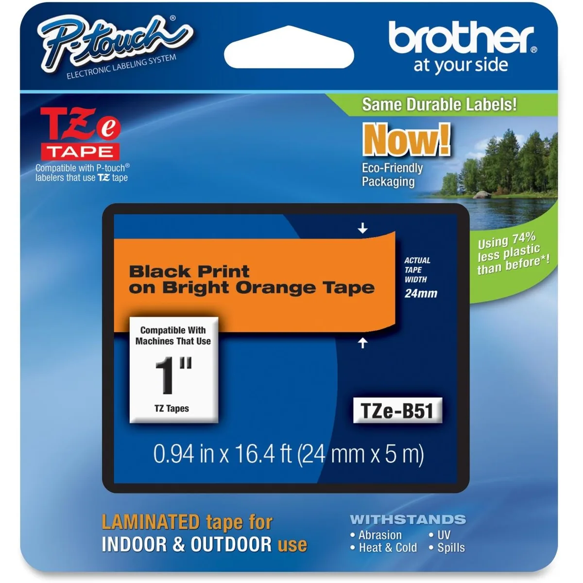 Brother Brother TZe-B51 Label Tape Fluorescent Orange 15/16" x 16 2/5 ft — product photo