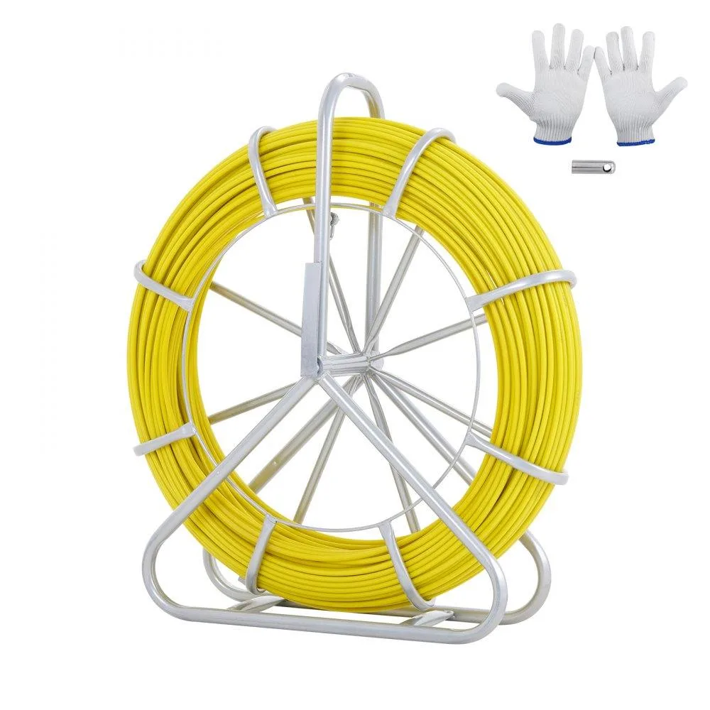VEVOR VEVOR Fish Tape Fiberglass 492 ft 5/16 in with Steel Reel Stand 3 Pulling Heads — product photo
