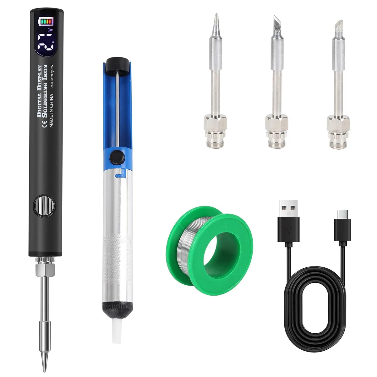  Cordless Soldering Iron Kit 650mAh USB-C LED Screen 330-450°C 510 Thread — product photo