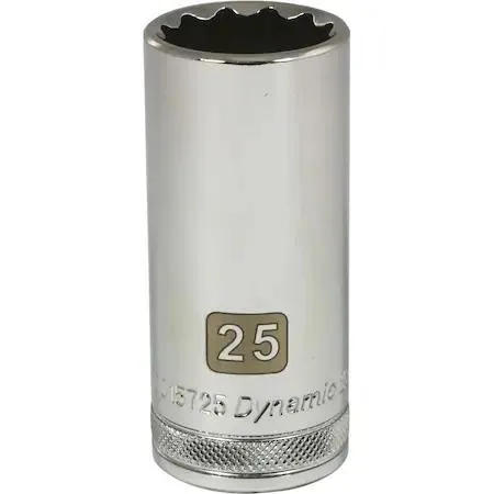 Dynamic 1/2 inch drive 25mm 12 point chrome socket