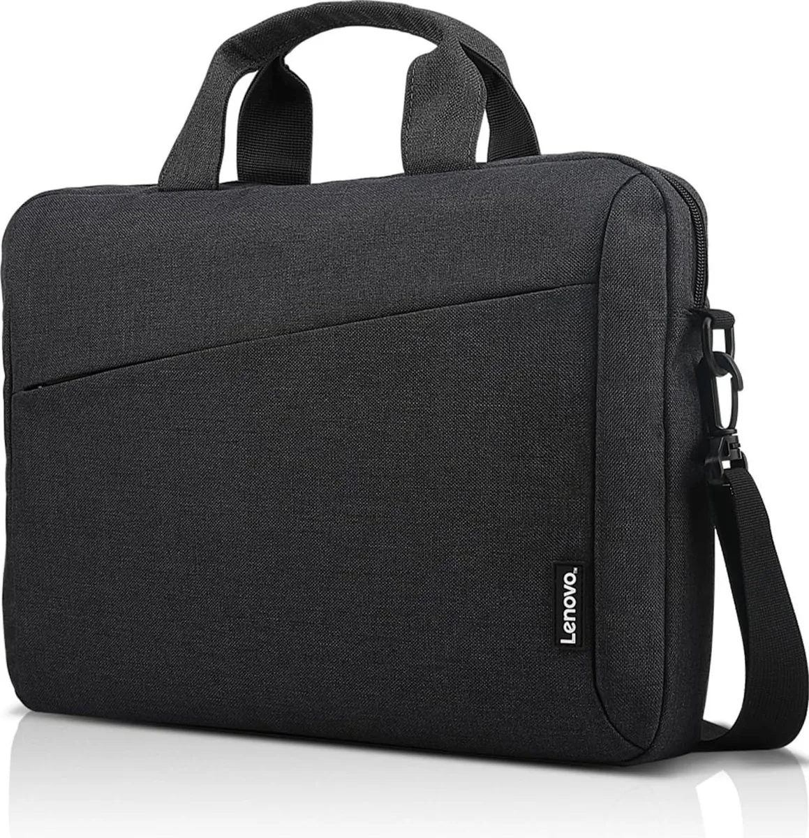 Charcoal black 15.6 inch laptop shoulder bag with adjustable strap and top carry handles