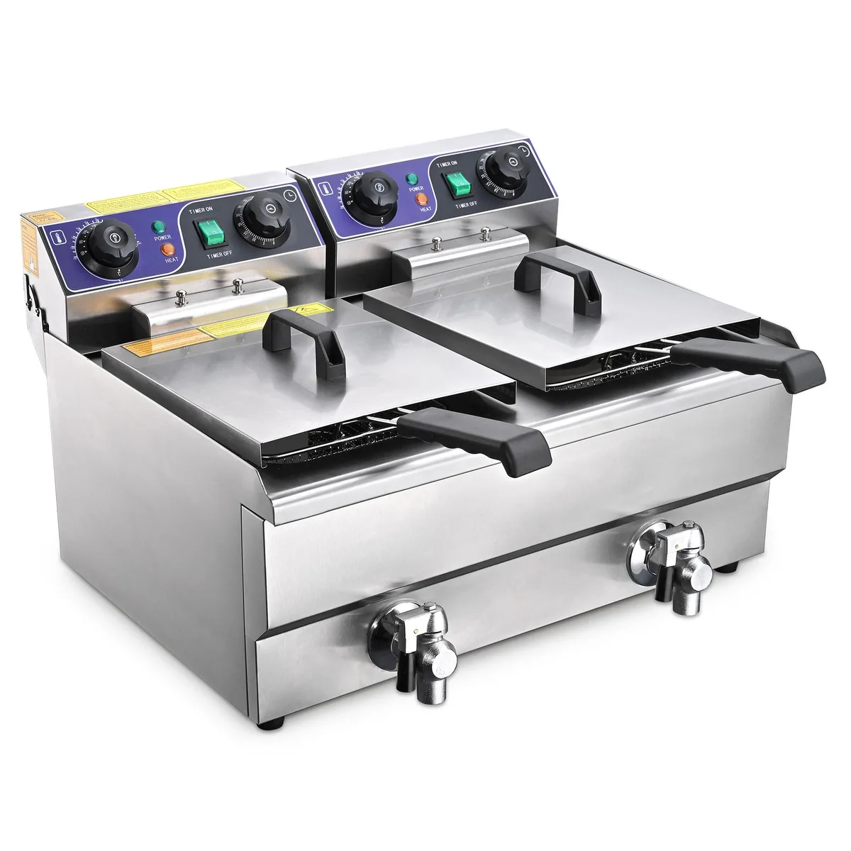 Yescom USA, Inc. Yescom USA, Inc. 23.4L Commercial Deep Fryer Dual Tank 3000W Timer Drain 26FRY004-20LD-DT — product photo