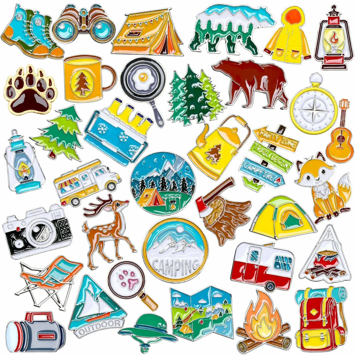  DTOFOOT 36 Camping Enamel Pins Mountain Lapel Badges — product photo