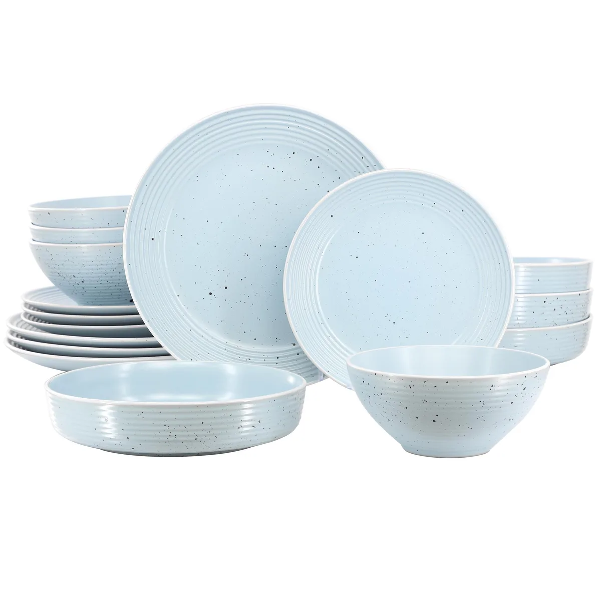 Elama Elama Emilia 16 Piece Stoneware Dinnerware Set Light Blue — product photo