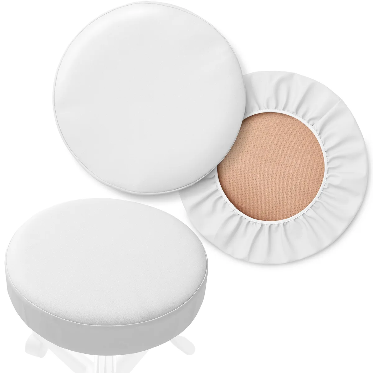 Saloniture Saloniture 2-Pack Round Stool Seat Cover 17-1/2 Inch White — product photo